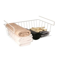 Cesta Bajo Estante Colgante Blanca 39x25x11cm,