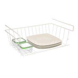 Cesta Bajo Estante Colgante Blanca 39x25x11cm,