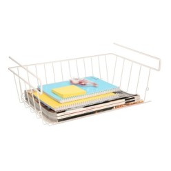 Cesta Bajo Estante Colgante Blanca 39x25x11cm,