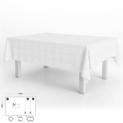 Mantel Hule Muleton Rectangular Blanco Impermeable Antimanchas PVC 140x250 cm,  Recortable Uso Interior y Exterior