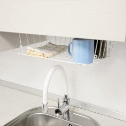 Cesta Bajo Estante Colgante Blanca 39x25x11cm,
