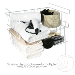 Cesta Bajo Estante Colgante Blanca 39x25x11cm,