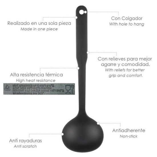 Cucharon Servir Cocina Nylon Basic 32 x 9,5 cm, al por Mayor | Almacén de Ferretería
