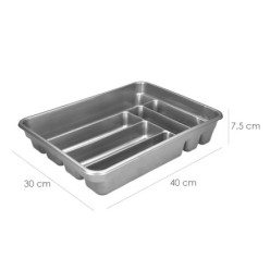 Cubertero Plastico Para Cajon, Color Plata 40x30x7 cm,