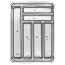 Cubertero Plastico Para Cajon, Color Plata 40x30x7 cm,