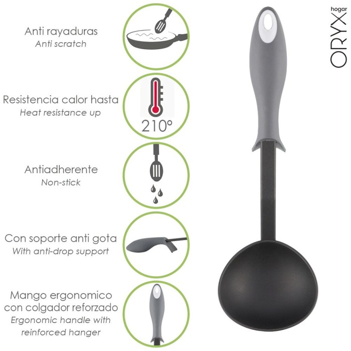 Cucharon Servir Cocina Nylon Con Mango Antigotas Engomado 32 x 9,8 cm, al por Mayor | Almacén de Ferretería