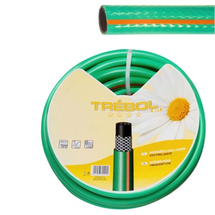 Manguera Verde Trebol Trenzado 15 mm, - 5/8" Rollo 50 Metros