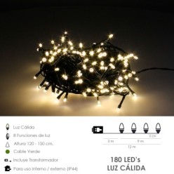 Guirnalda Luces Navidad 500 Leds Color Blanco Calido, Luz Navidad Interiores y Exteriores Ip44