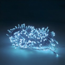 Guirnalda Luces Navidad 300 Leds Color Azul Hielo, Luz Navidad Interiores y Exteriores Ip44, Cable Transparente,
