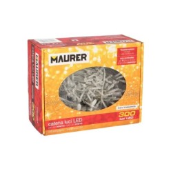 Guirnalda Luces Navidad 300 Leds Color Azul Hielo, Luz Navidad Interiores y Exteriores Ip44, Cable Transparente,