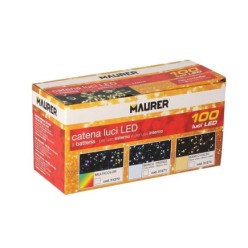Guinalda Luces Navidad 100 Leds Color Blanco Frio,Luz navidad interiores y exteriores IP44, Funcina 3 Baterias AA (No incluidas)