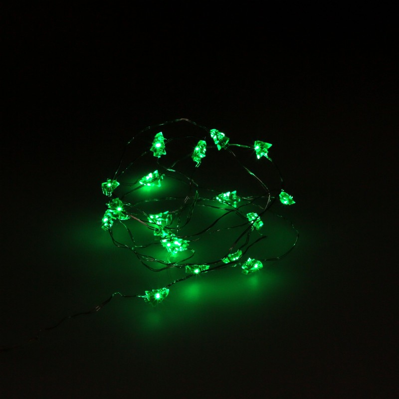 Guirnalda Luces Navidad Arboles 20 Leds Color Verde, Luz navidad interiores IP20 A Pilas 3AA (No Incluida)