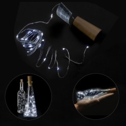 Luces Navidad Guirnalda Led con Tapon 20 Microled Blanco Frio IP20, A Pilas 3 LR44 (Si Incluidas)