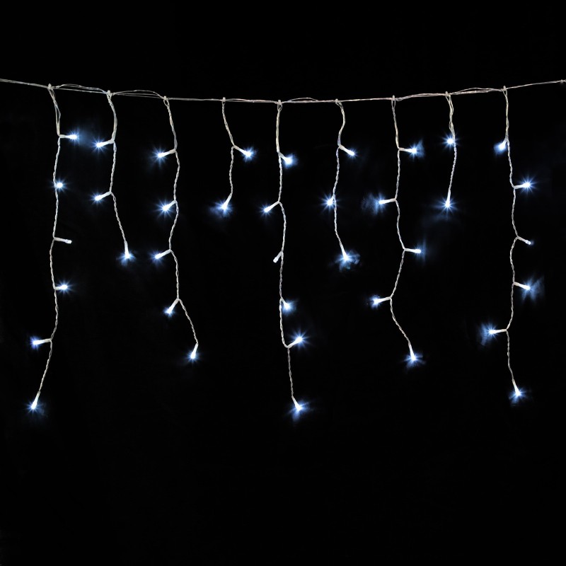 Guirnalda Luces Navidad Cortina 5x1 Metros 182 Leds Blanco Frio, Luz Navidad Interiores y Exteriores Ip44, Cable Transparente