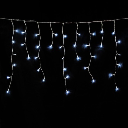 Guirnalda Luces Navidad Cortina 5x1 Metros 182 Leds Blanco Frio, Luz Navidad Interiores y Exteriores Ip44, Cable Transparente
