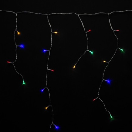 Guirnalda Luces Navidad Cortina 10x1 Metros 345 Leds Multicolor, Luz Navidad Interiores y Exteriores Ip44, Cable Transparente
