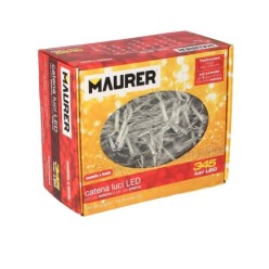 Guirnalda Luces Navidad Cortina 10x1 Metros 345 Leds Multicolor, Luz Navidad Interiores y Exteriores Ip44, Cable Transparente