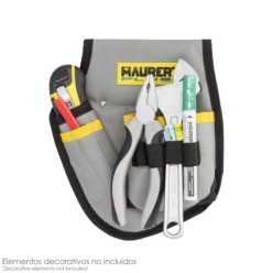 Funda Bolsa Porta Herramientas Para Cinturon Con 3 Bolsillos y 4 Elasticos, Portaherramientas Electricista Multibolsillos