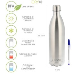 Botella Termica, Capacidad De 1000 ML, Libre BPA,  Acero Inoxidable, Antigoteo