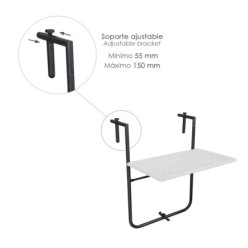 Mesa Plegable Colgante Para Balcones / Terrazas 36x60 cm, Altura Regulable