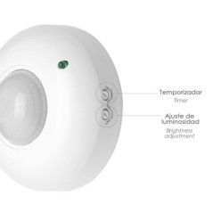 Detector De Movimiento Por Infrarrojos Con Sensor Crepuscular 360°, Ajustable