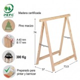 Caballete Madera de Pino Macizo 74x74cm Alto al por Mayor | Almacén de Ferretería
