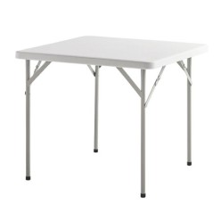 Mesa Plegable Cuadrada HDPE Multifuncional, Portatil, Resistente,Multiusos 86x86x74 cm, Color Blanco