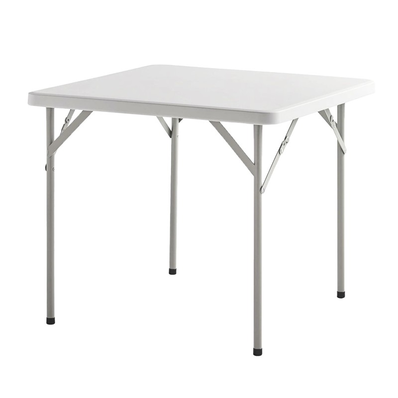 Mesa Plegable Cuadrada HDPE Multifuncional, Portatil, Resistente,Multiusos 86x86x74 cm, Color Blanco
