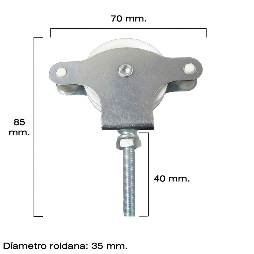 Polea Tendedero Wolfpack Zincado 40 mm, Roldana Plástico con Tornillo al por Mayor | Almacén de Ferretería