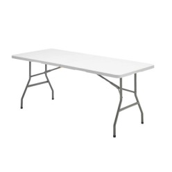 Mesa Plegable Rectangular HDPE Multifuncional, Portatil, Resistente,Multiusos 180x74x74 cm, Color Blanco