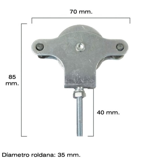 Polea Tendedero Wolfpack Zincado 40 mm, Roldana Metal con Tornillo al por Mayor | Almacén de Ferretería