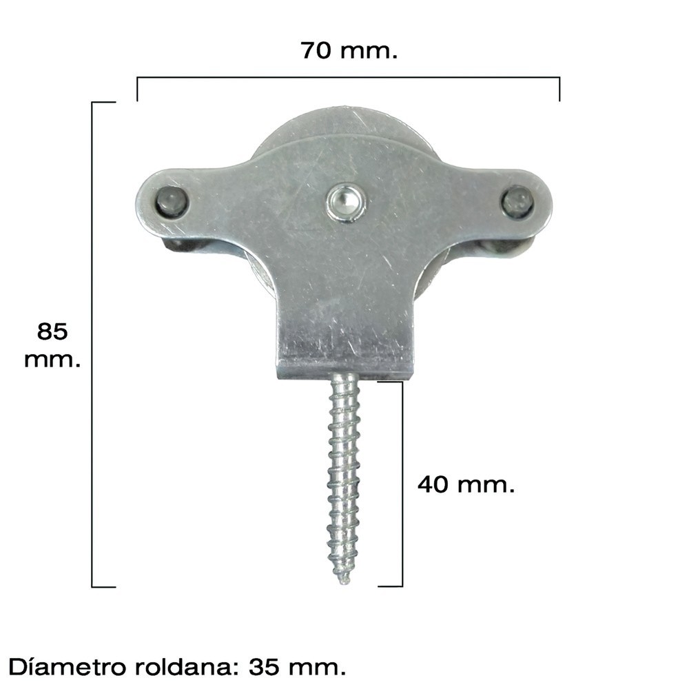 Polea Tendedero Wolfpack Zincado 40 mm, Roldana Metal con Tirafondo al por Mayor | Almacén de Ferretería