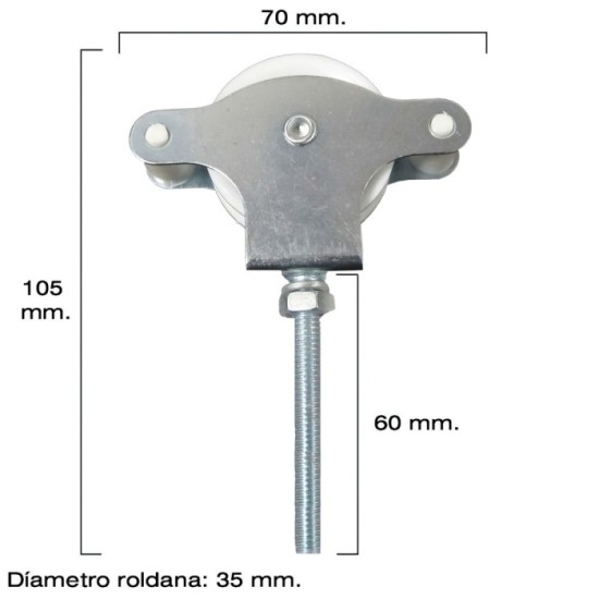 Polea Tendedero Wolfpack Zincado 60 mm, Roldana Plástico con Tornillo al por Mayor | Almacén de Ferretería