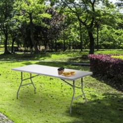 Mesa Plegable Rectangular HDPE Multifuncional, Portatil, Resistente,Multiusos 180x74x74 cm, Color Blanco