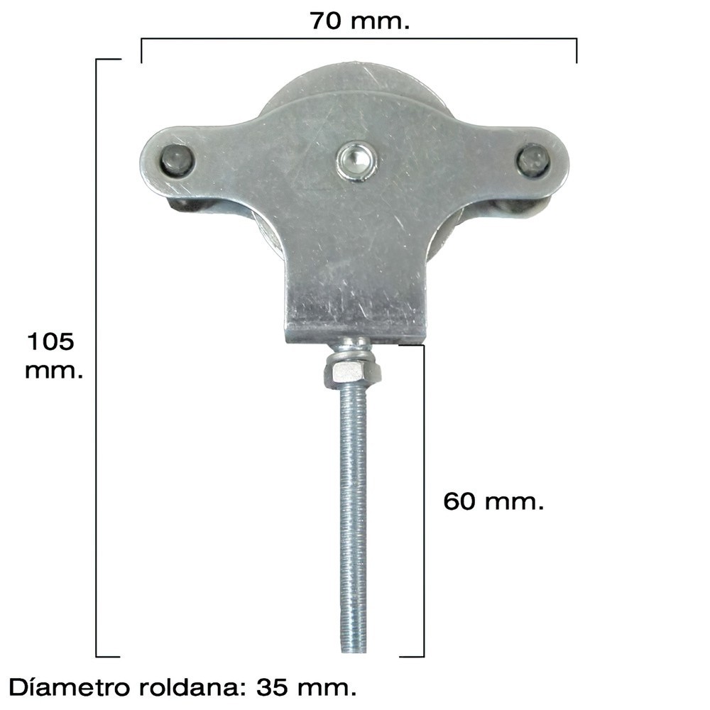 Polea Tendedero Wolfpack Zincado 60 mm, Roldana Metal con Tornillo al por Mayor | Almacén de Ferretería