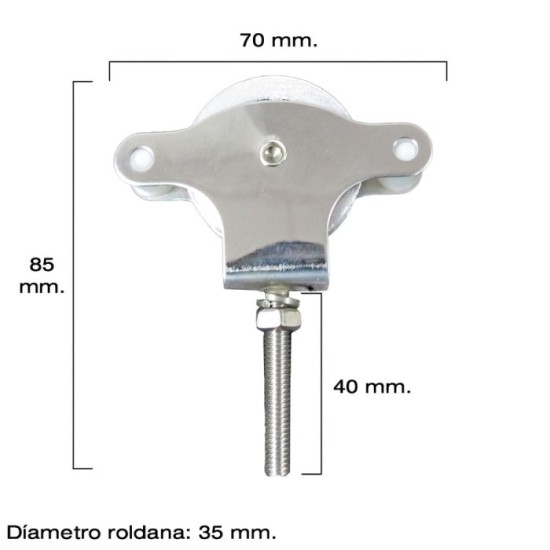 Polea Tendedero Wolfpack Inoxidable 40 mm, / Roldana Metálica Con Tornillo al por Mayor | Almacén de Ferretería
