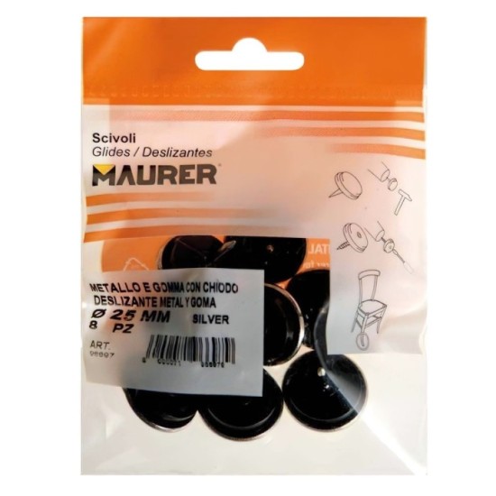 Deslizante Metal Goma Claro Ø25 (Blister 8 Unidades) al por Mayor | Almacén de Ferretería