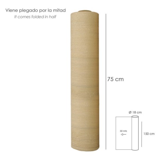 Malla Sombreo Rollo 1,5 x 50 metros, Reduce Radiación, Protección Jardín y Terraza, Regula Temperatura, Color Beige al por Mayor