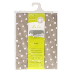 Mantel Hule Rectangular Topos Beige Impermeable Antimanchas PVC 140x250 cm,  Recortable Uso Interior y Exterior