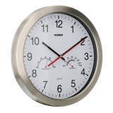 Reloj De Pared Ø 30 cm, Con Higrometro y Termometro, Frontal En Acero al por Mayor | Almacén de Ferretería