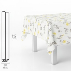 Mantel Hule Rectangular Flores Amarillas, Impermeable Antimanchas PVC 140 cm, x 20 metros, Rollo Recortable, Interior y Exterior