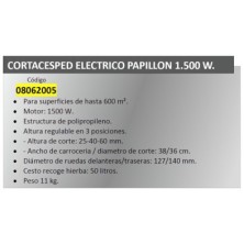 Cortacesped Electrico Papillon 1500 W,