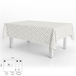 Mantel Hule Rectangular ZigZag Impermeable Antimanchas PVC 140x250 cm,  Recortable Uso Interior y Exterior