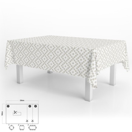 Mantel Hule Rectangular ZigZag Impermeable Antimanchas PVC 140x250 cm,  Recortable Uso Interior y Exterior