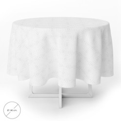 Mantel Hule Muleton Redondo Blanco Impermeable Antimanchas PVC Ø 140 cm, Uso Interior y Exterior