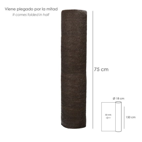 Malla Sombreo Rollo 1,5 x 50 metros, Reduce Radiación, Protección Jardín y Terraza, Regula Temperatura, Color Marrón al por Mayo