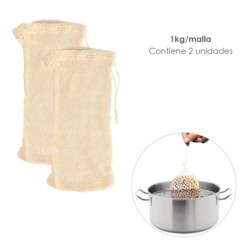Malla / Bolsa Para Coccion Legumbres Algodon  1 Kg Pack De 2 Unidades, Algodon 100% Organico