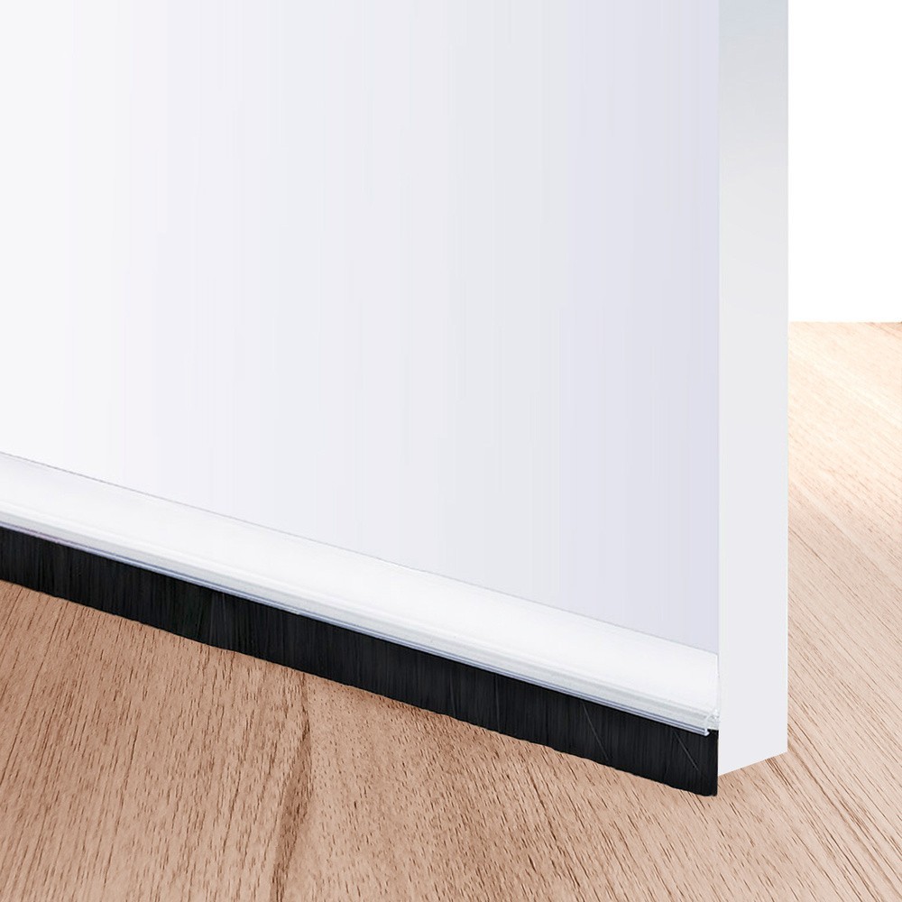 Burlete Pvc Con Cepillo, Para Puertas, Color Blanco 1 Metro al por Mayor | Almacén de Ferretería