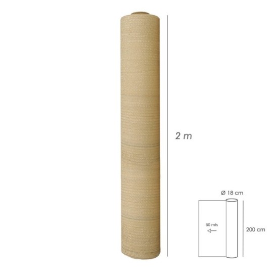 Malla Sombreo Rollo 2 x 50 metros, Reduce Radiación, Protección Jardín y Terraza, Regula Temperatura, Color Beige al por Mayor |