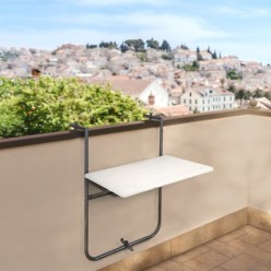 Mesa Plegable Colgante Para Balcones / Terrazas 36x60 cm, Altura Regulable